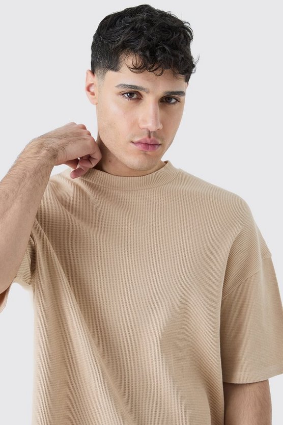 Kastiges Oversize T-Shirt in Waffeloptik
