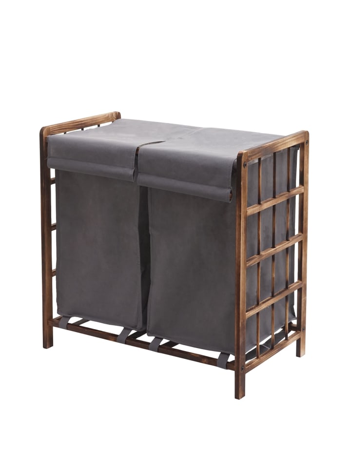MCW Wäschesammler B60 mit 2x Wäschesack, Braun, Bezug grau günstig kaufen onesize