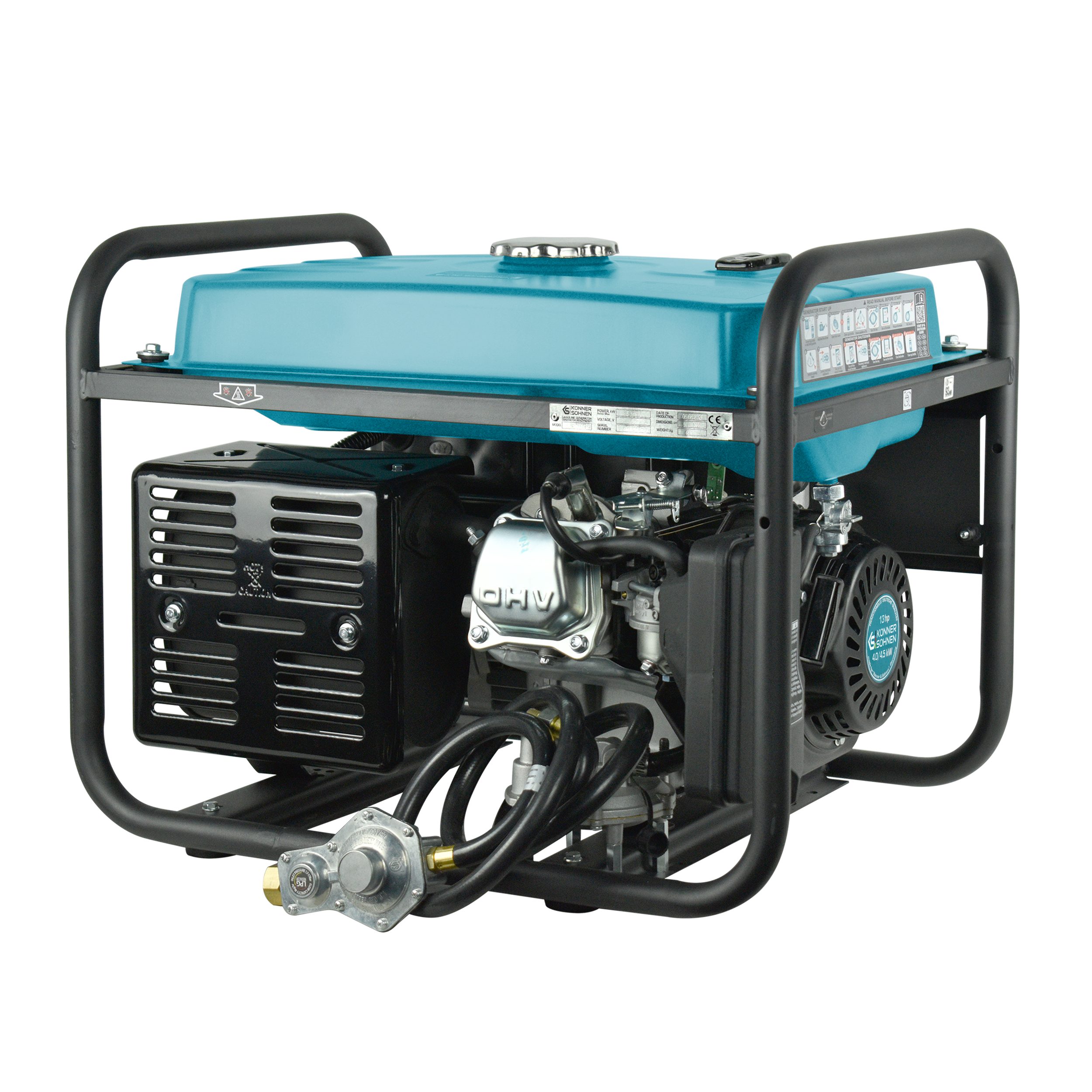Könner & Söhnen Stromerzeuger KS 5000E G, 4,50 in kW, (1-tlg), Hand-/Elektroanlass, 2x16A, 12 V, automatischer Spannungsregler (AVR)