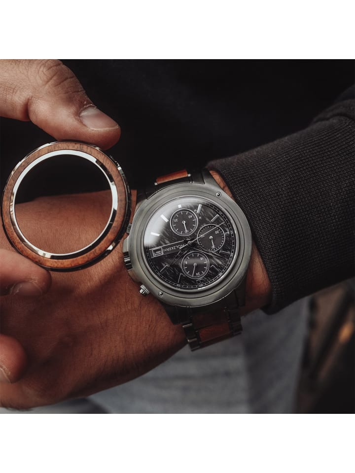 Holzkern Herrenuhr Solar-Chronograph Angkor Koa/Marmor Anthrazit günstig kaufen onesize