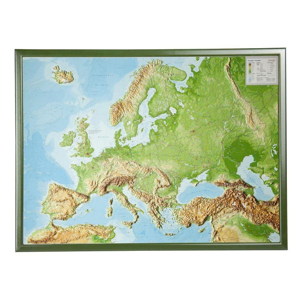 Reliefkarte Europa Gross 1 : 8.000.000 mit Rahmen - Karte