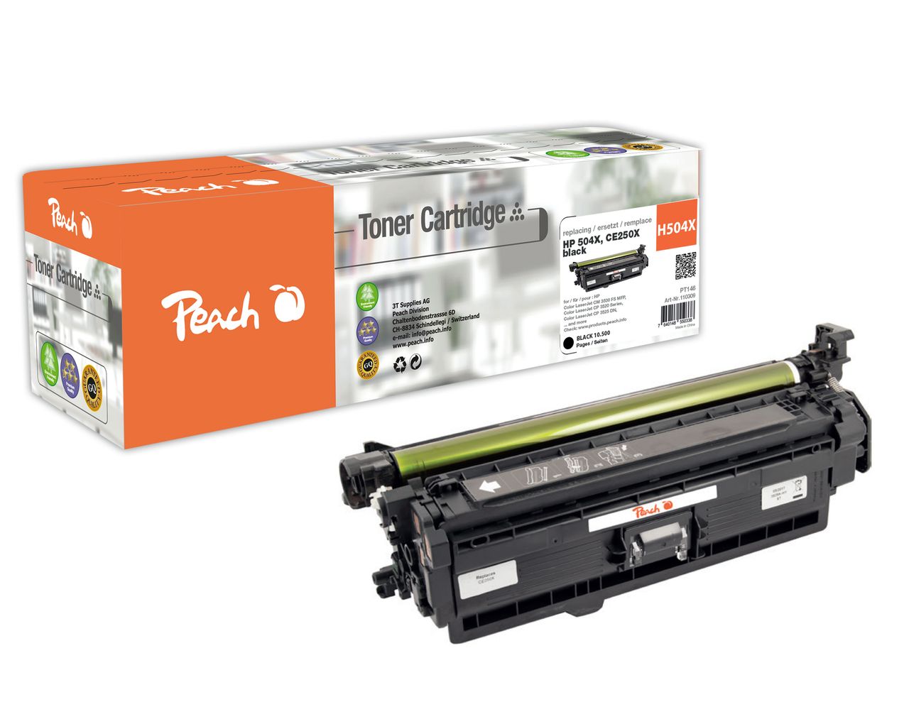 Peach Tonermodul schwarz ersetzt HP No. 504X BK