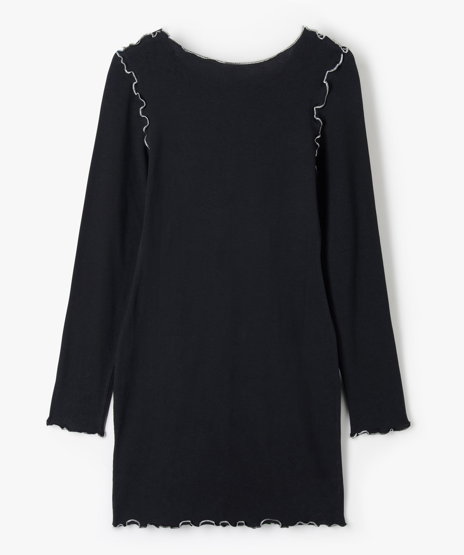 Robe fille à manches longues avec fronces scintillantes noir | GEMO