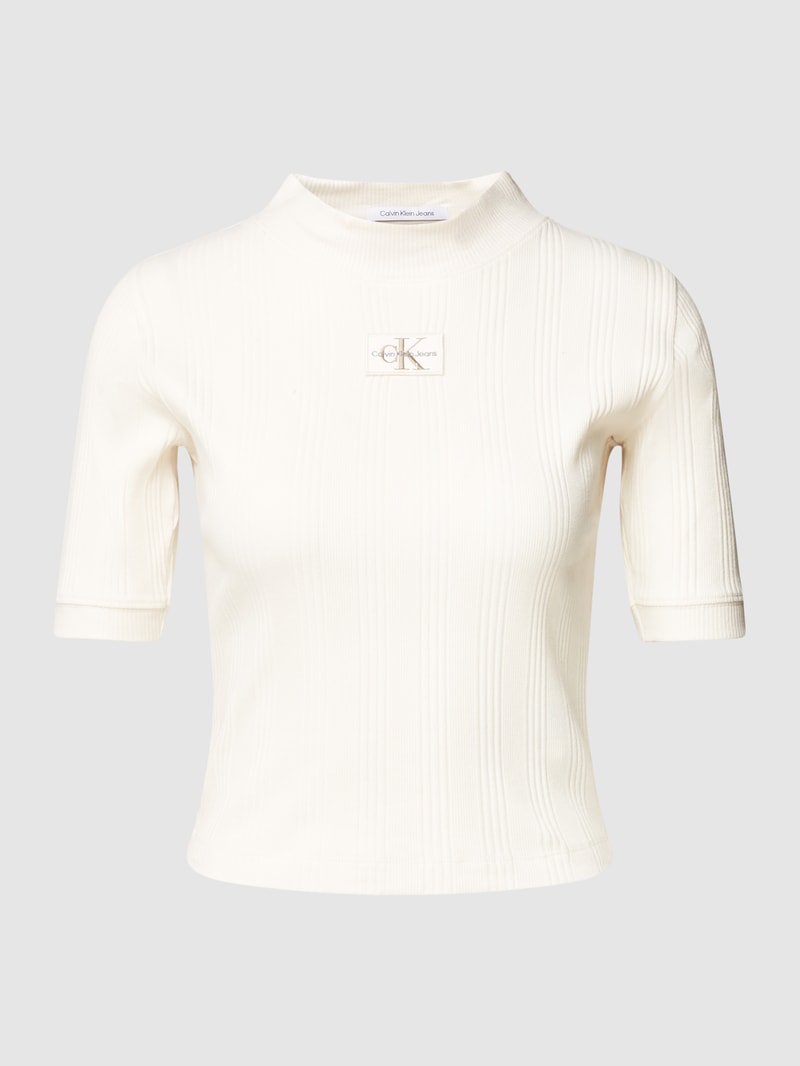 T-Shirt in Ripp-Optik Modell 'BADGE RIB SHORT SLEEVE' in offwhite