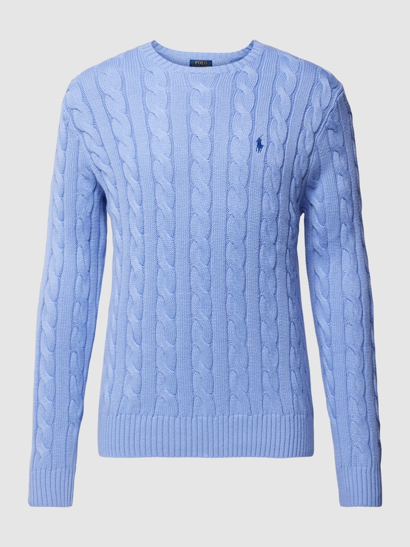 Strickpullover mit Zopfmuster Modell 'Driver' in ozean blau