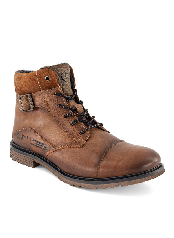 bugatti, Schnürboots, Leder warmgefüttert, cognac