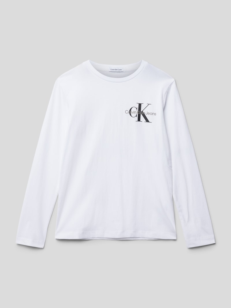 Longsleeve mit Label-Schriftzug Modell 'CHEST MONOGRAM' in weiss