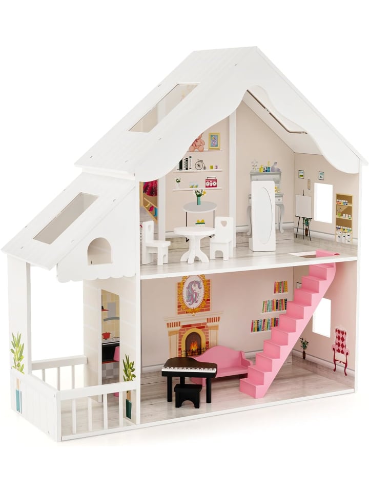 COSTWAY Puppenhaus ab 3 Jahren 81x30x86cm in Weiß günstig kaufen onesize