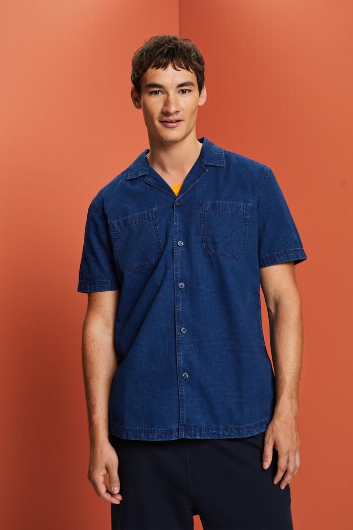 Kurzärmliges Jeanshemd, 100 % Baumwolle