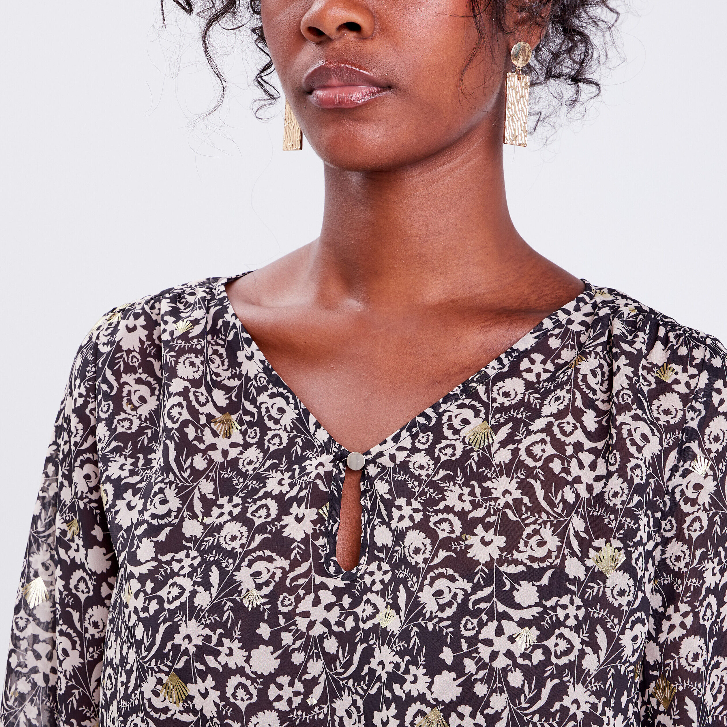 Blouse manches longues noir femme | Cache Cache