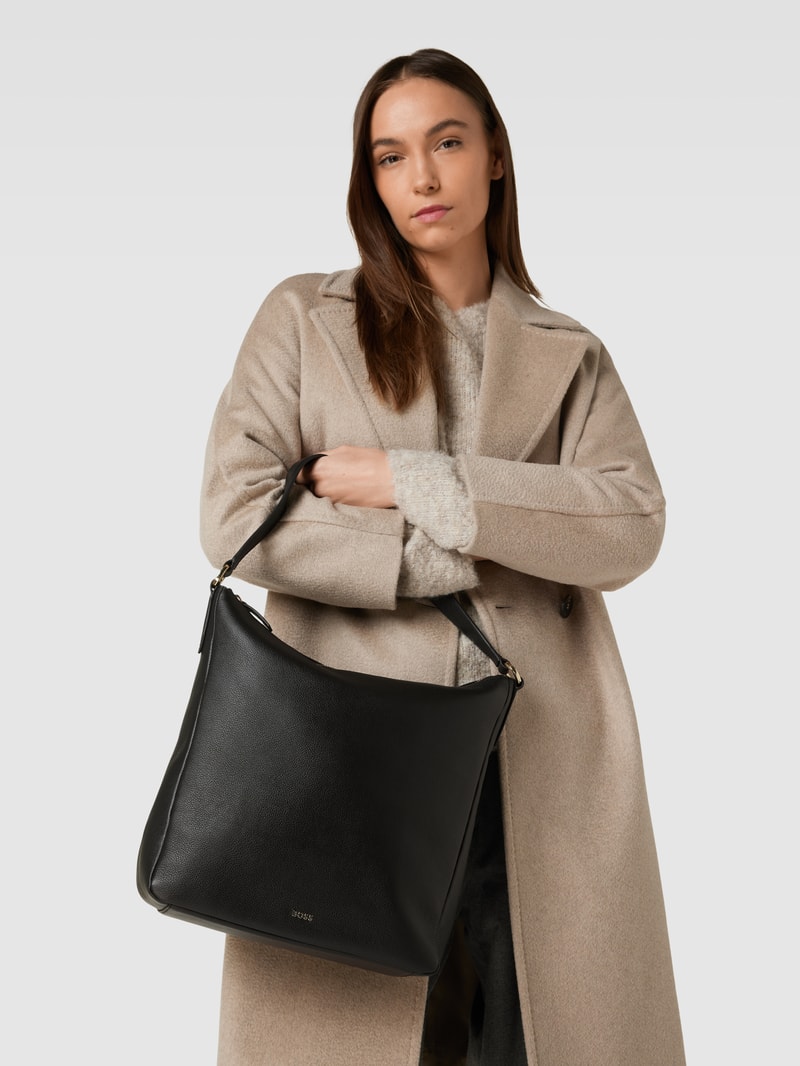 Hobo Bag mit Label-Applikation Modell 'Alyce' in black