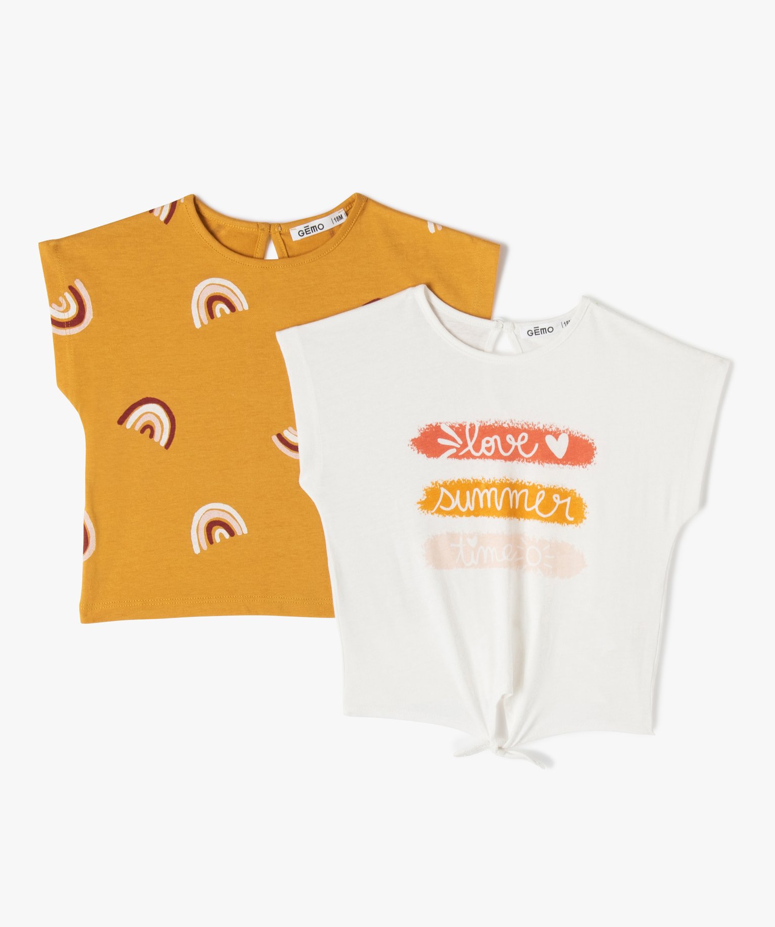 Tee-shirt bébé fille imprimé et noué 100% coton biologiq... ecru | GEMO