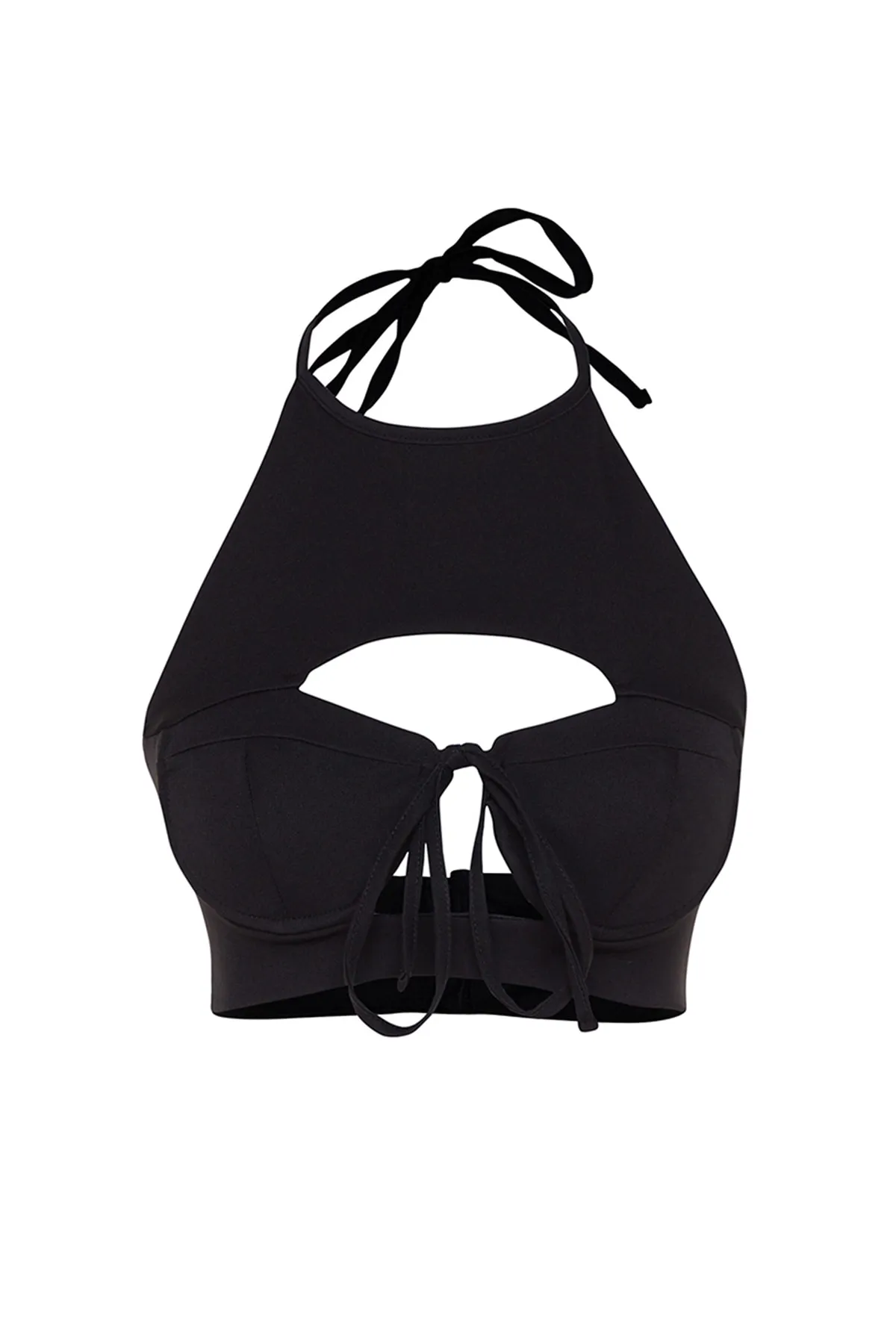 Trendyol Collection  Schwarzes, bauchfreies, gewebtes Bustier mit Fenster/Ausschnitt und detailliertem Ausschnitt TPRSS23BS00077