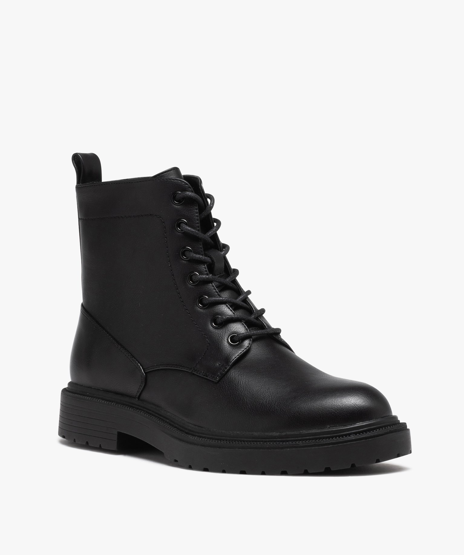 Boots homme unies à lacets style casual noir | GEMO