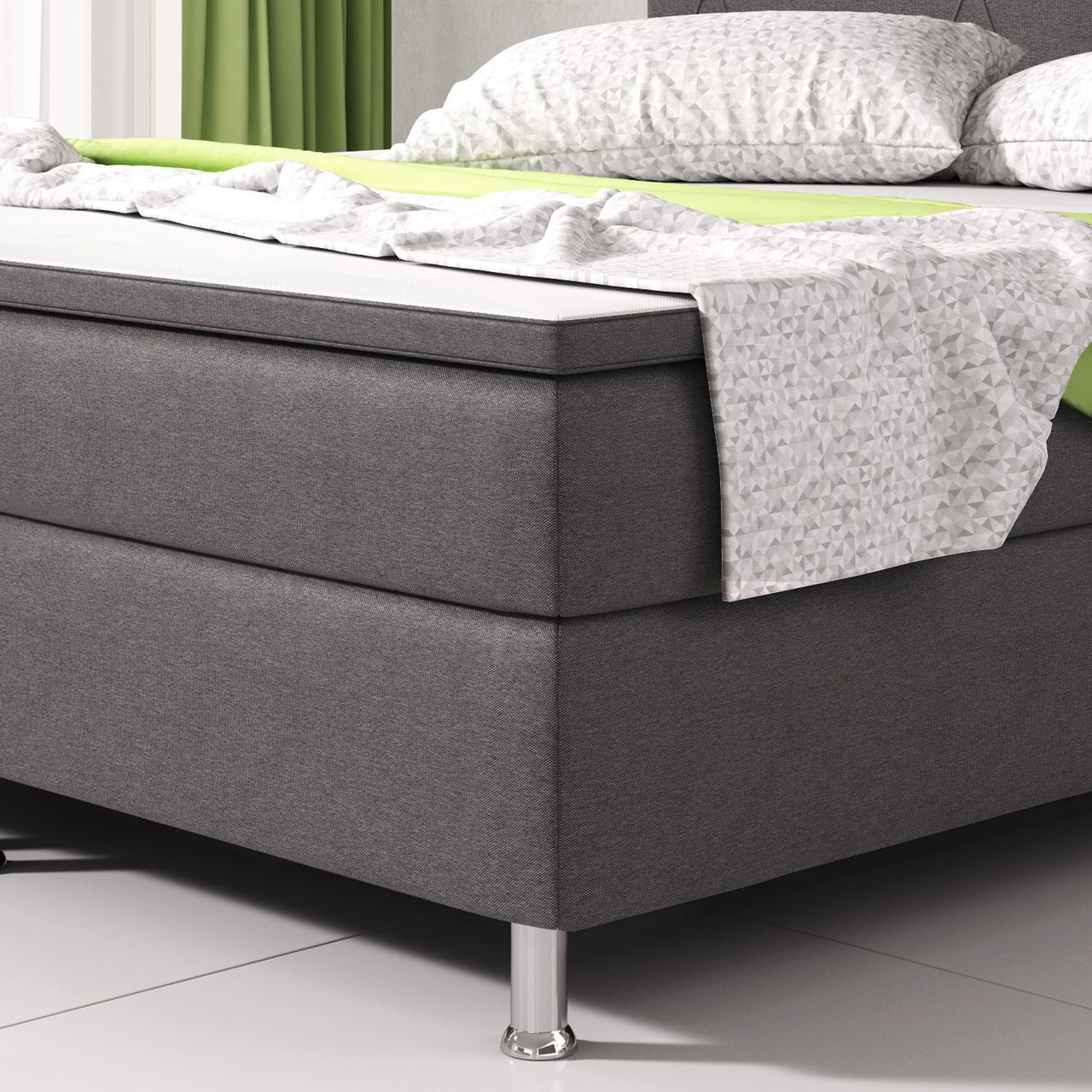 IHG Boxspringbett Boston 180x200 Webstoff Anthrazit