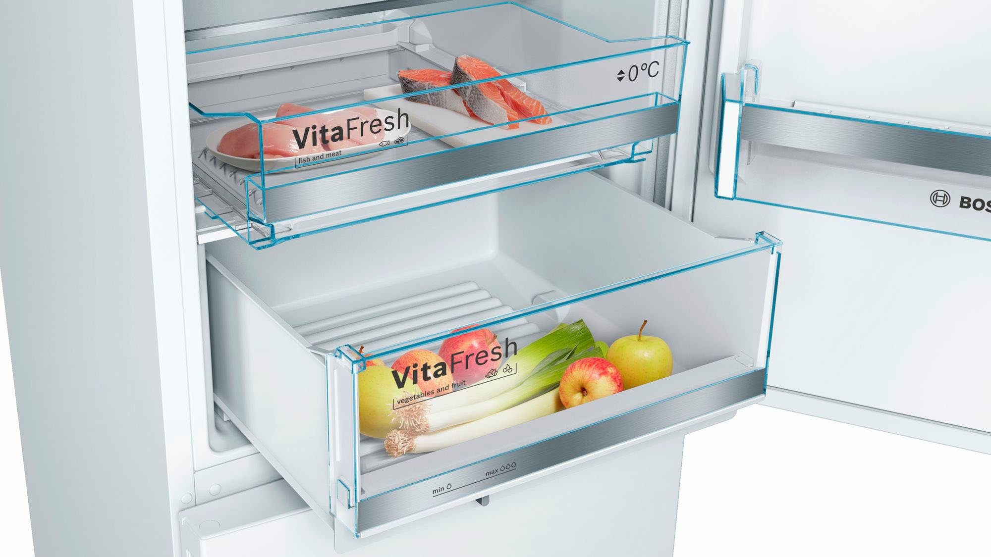 BOSCH Kühl-/Gefrierkombination Serie 6 KGE39AWCA, 201 cm hoch, 60 cm breit