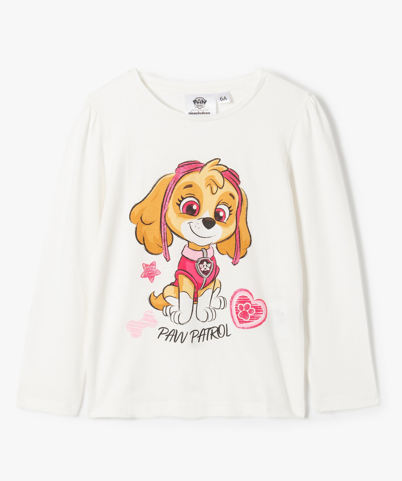 Tee-shirt fille à manches longues avec motif - Pat Patrouille ecru | GEMO