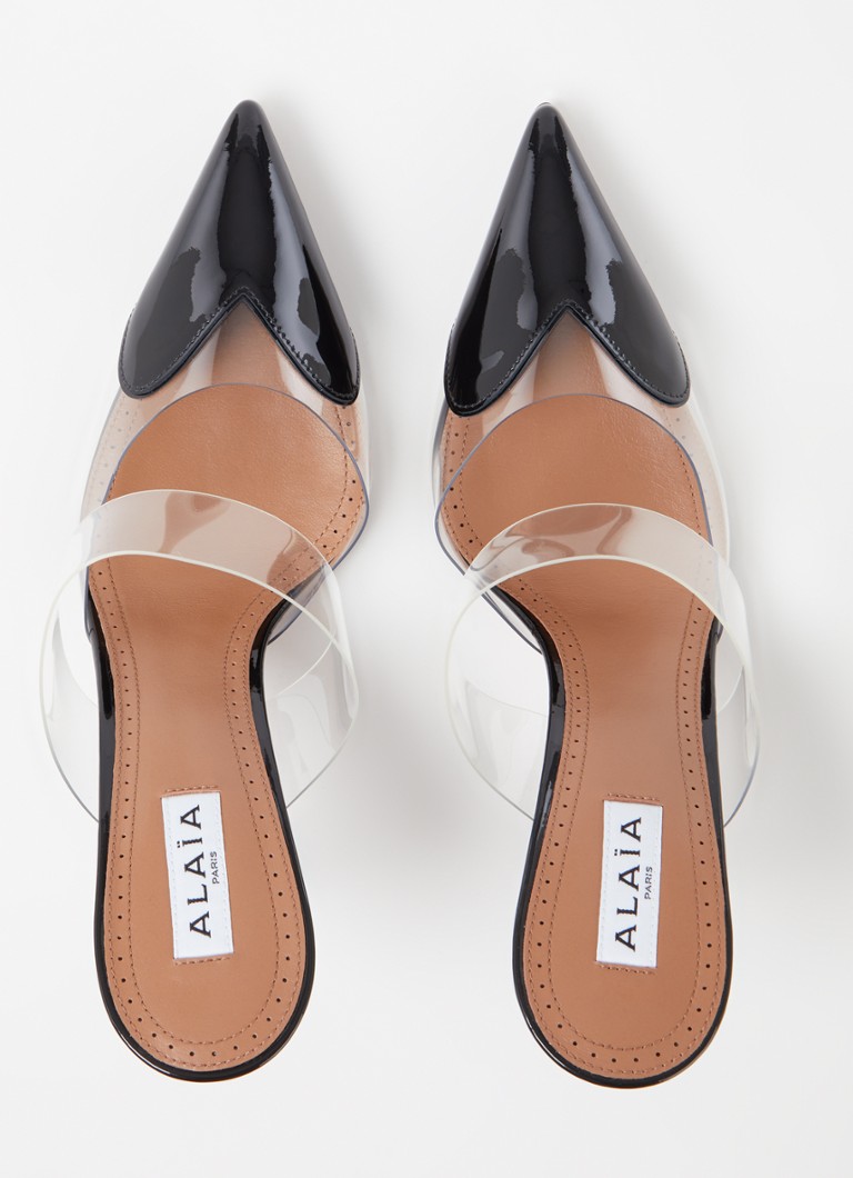 Alaïa 90 sirds formas mūlis ar teļādas detaļām