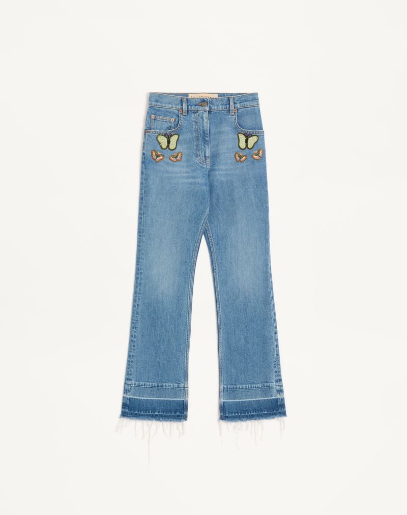 Geborduurde denim broek