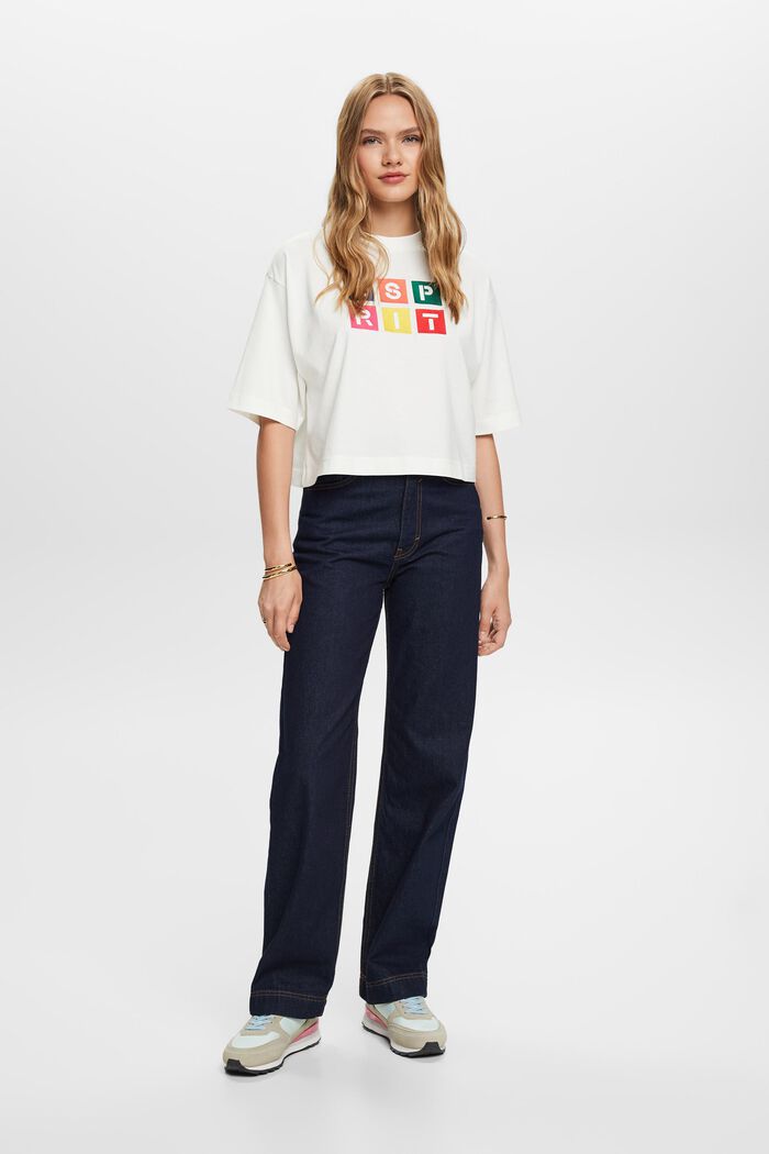 Baumwoll-T-Shirt mit Logostickerei
