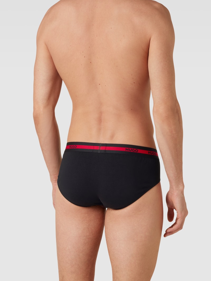 Slip mit elastischem Logo-Bund im 3er-Pack in schwarz