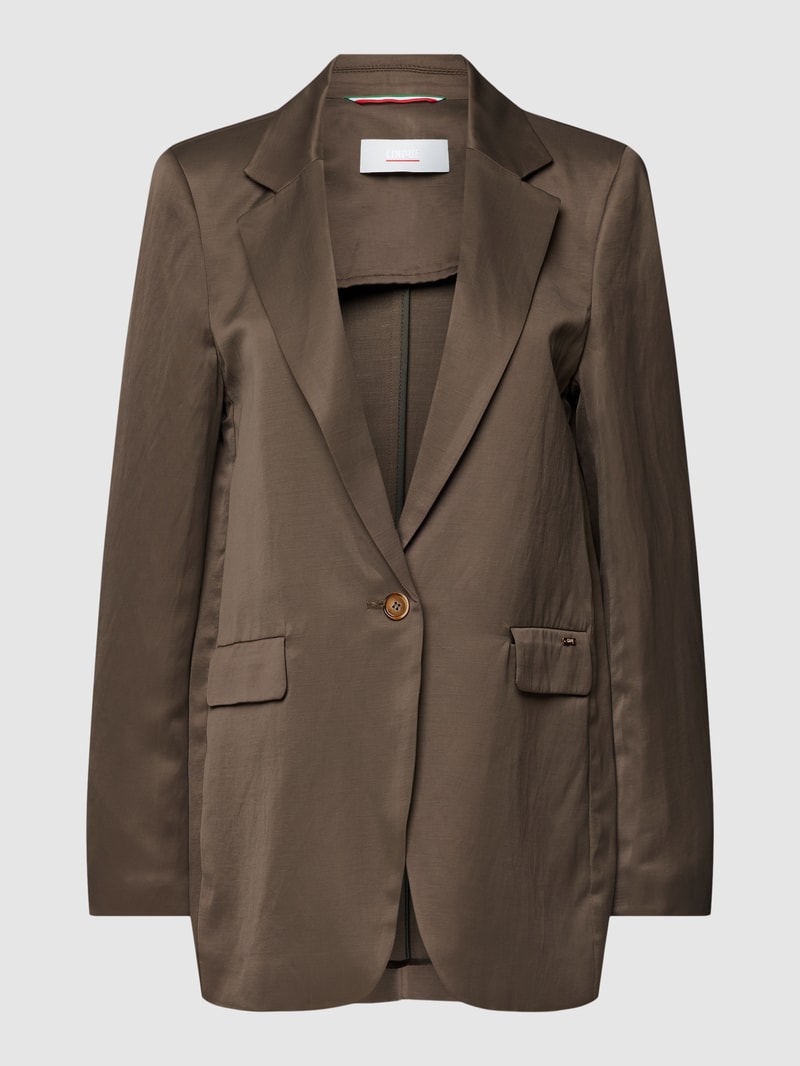 Blazer aus Viskose-Leinen-Mix mit Knopfverschluss Modell 'LECCO' in mittelbraun