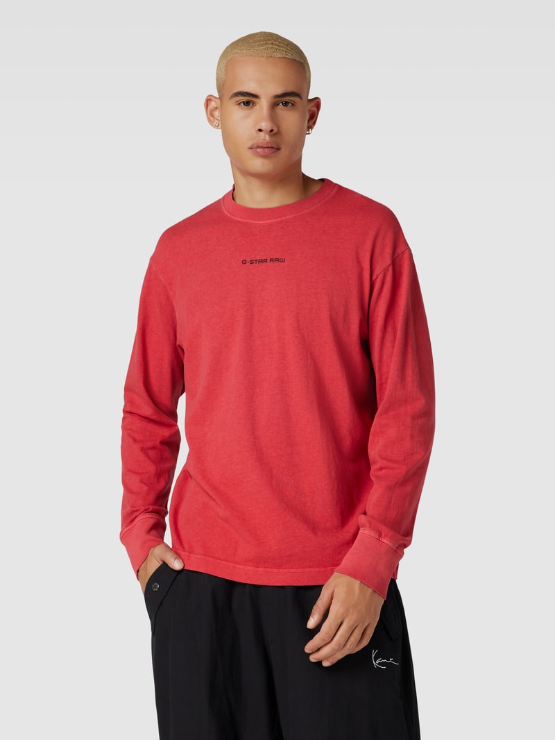 Sweatshirt in unifarbenem Design mit Label-Print in rot