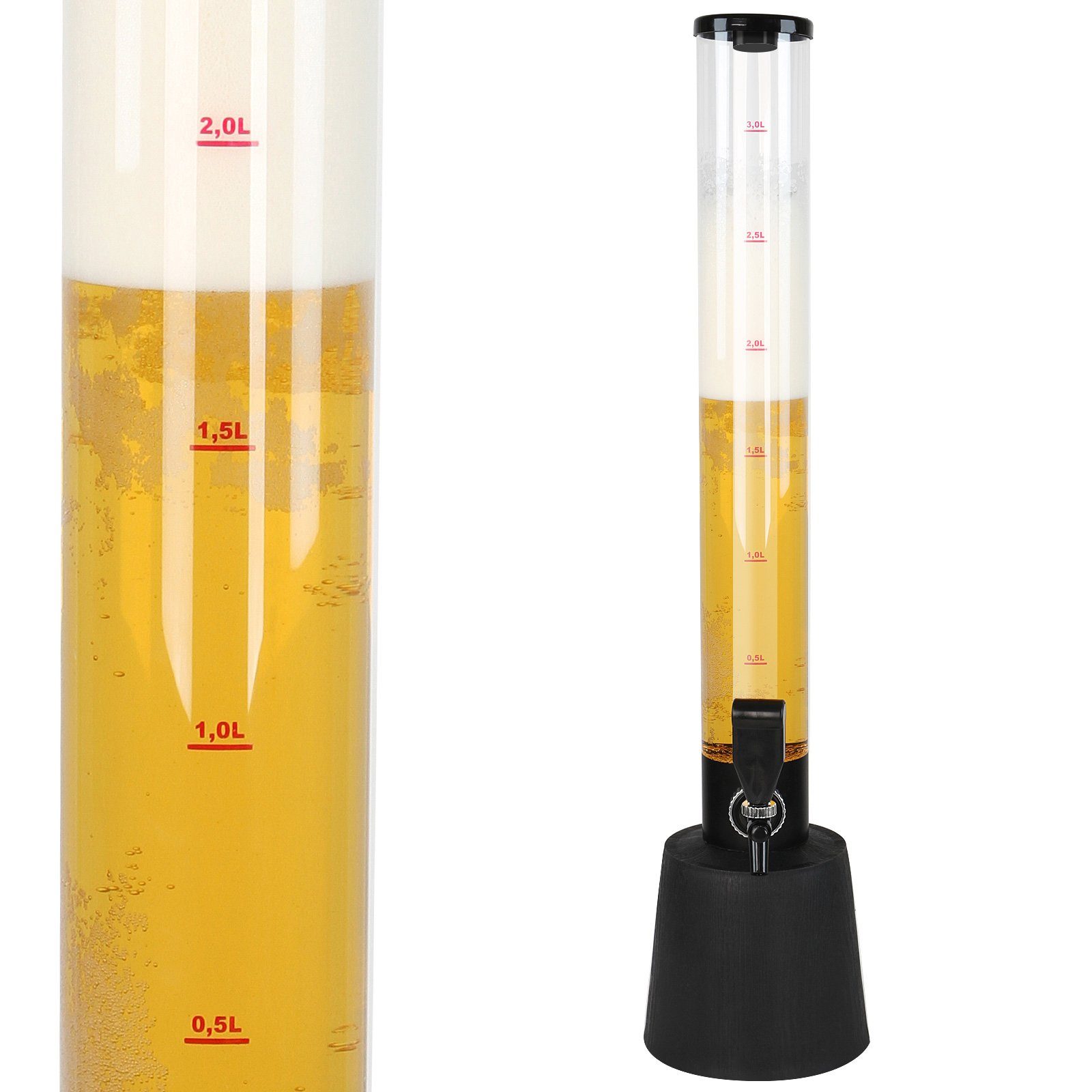 Jago Bierzapfanlage Biersäule mit Zapfhahn - 3.5L, 90cm hoch, mit Ständer, BPA-frei