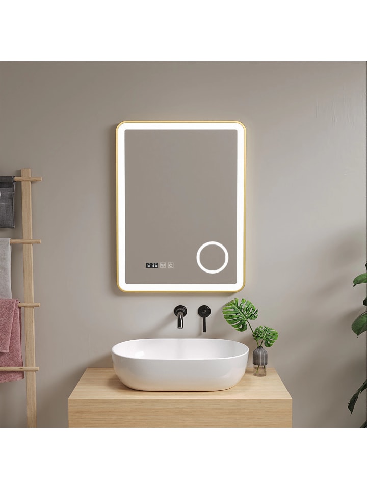 pro.tec LED-Badezimmerspiegel Pescara in Gold (H)80cm (B)60cm günstig kaufen onesize