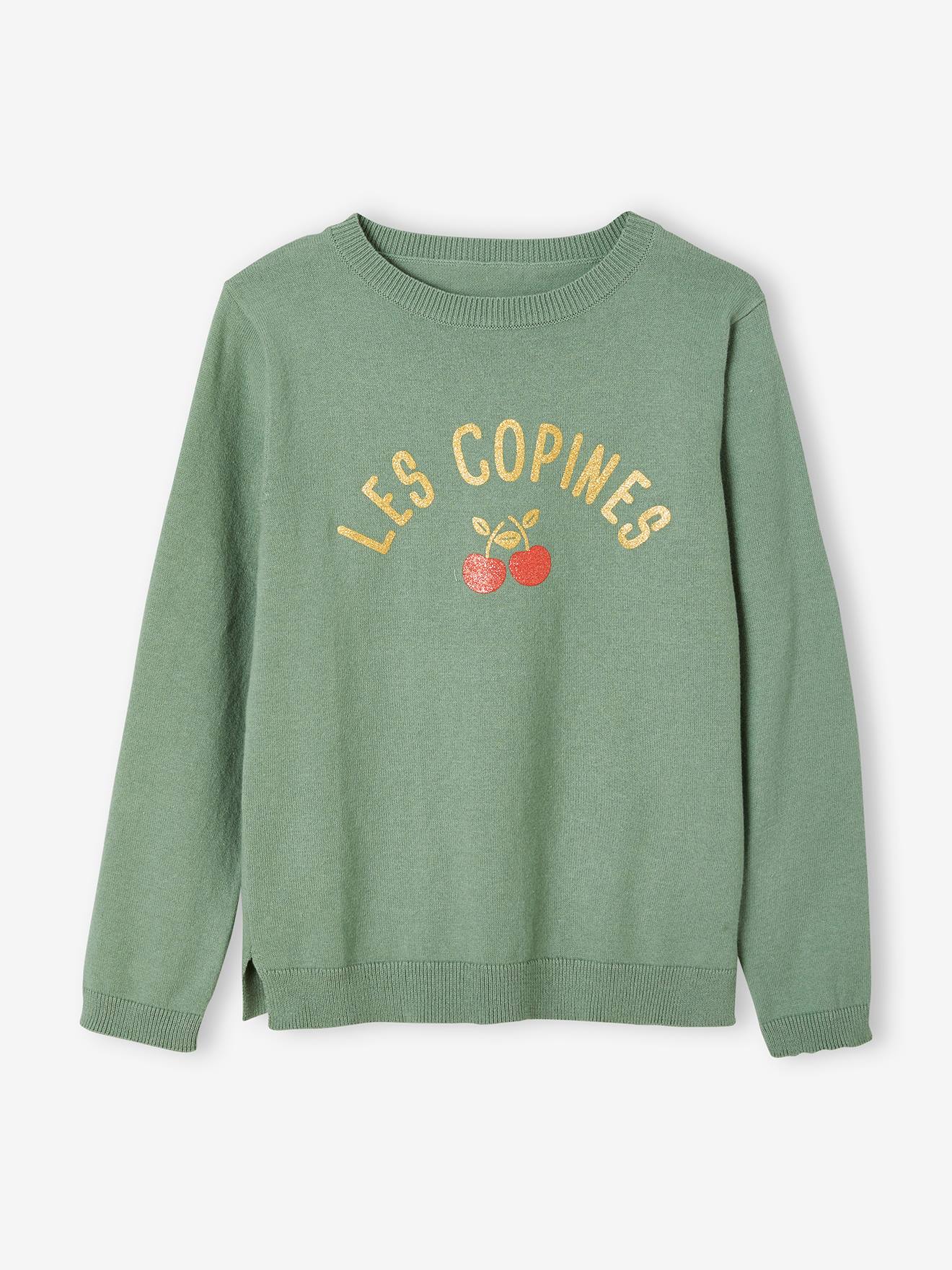 Pull Basics à message détails irisés fille framboise