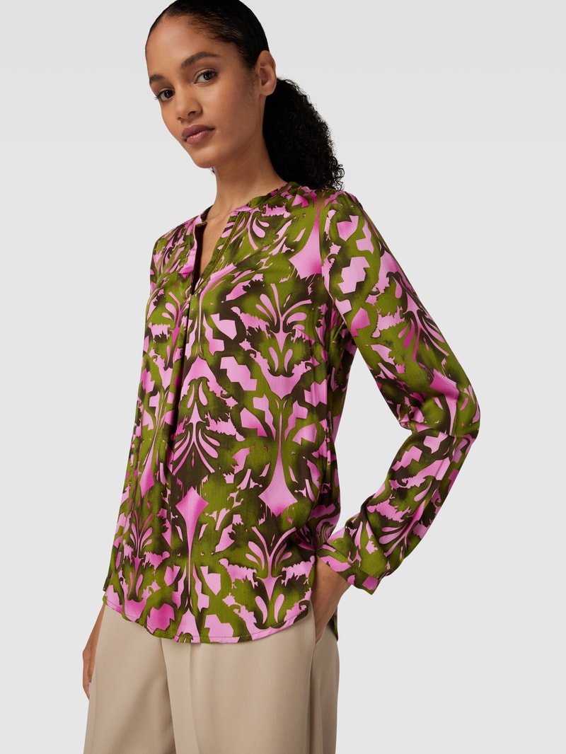 Bluse mit Tunikakragen Modell 'Ornament' in pink