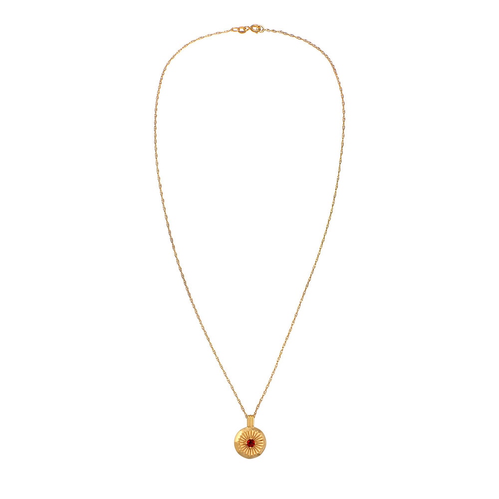 Elli Elli Collier Femmes Pendentif Monnaie Soleil classique avec pierre de grenat en A collier
