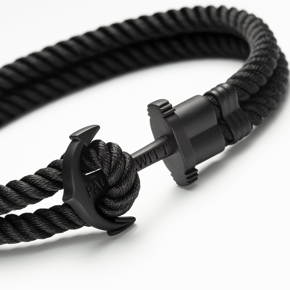 Paul Hewitt Bracelet Acier inoxydable recylé, Perlon/nylon noir Bracelet