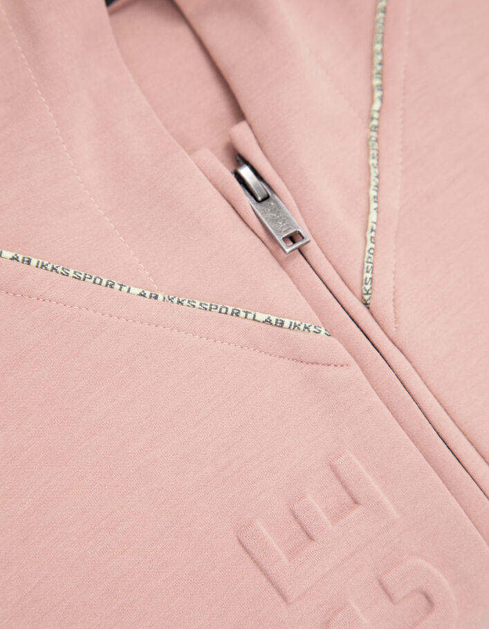 Cardigan rose cropped message embossé fille