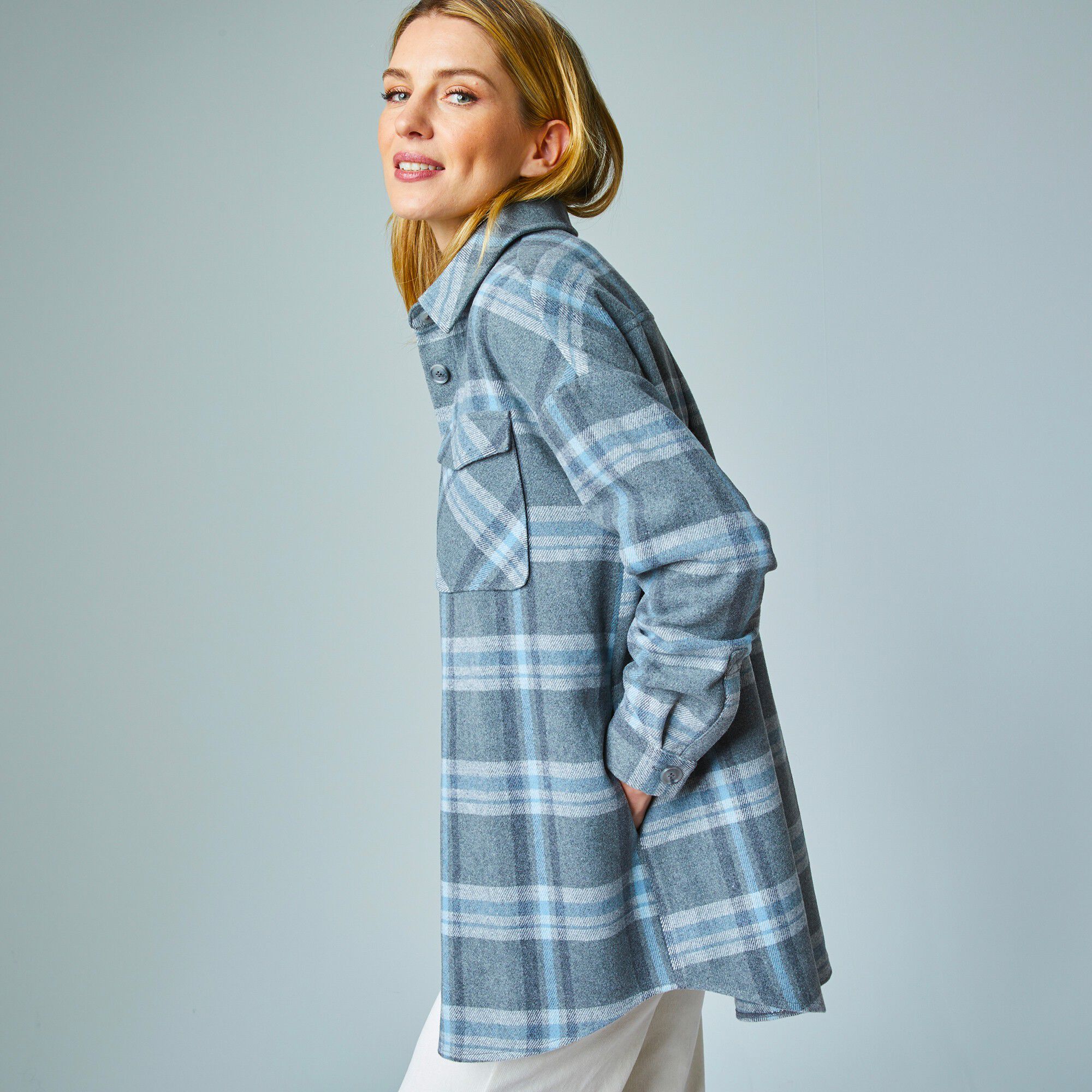 Veste surchemise oversize à carreaux