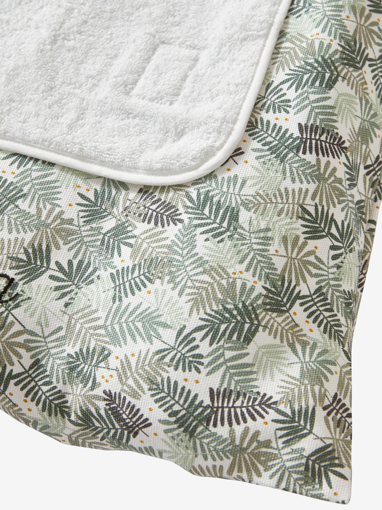 Vertbaudet Bezug für Baby Wickelauflage PANDAFREUNDE, personalisierbar - grün blätter/wollweiß