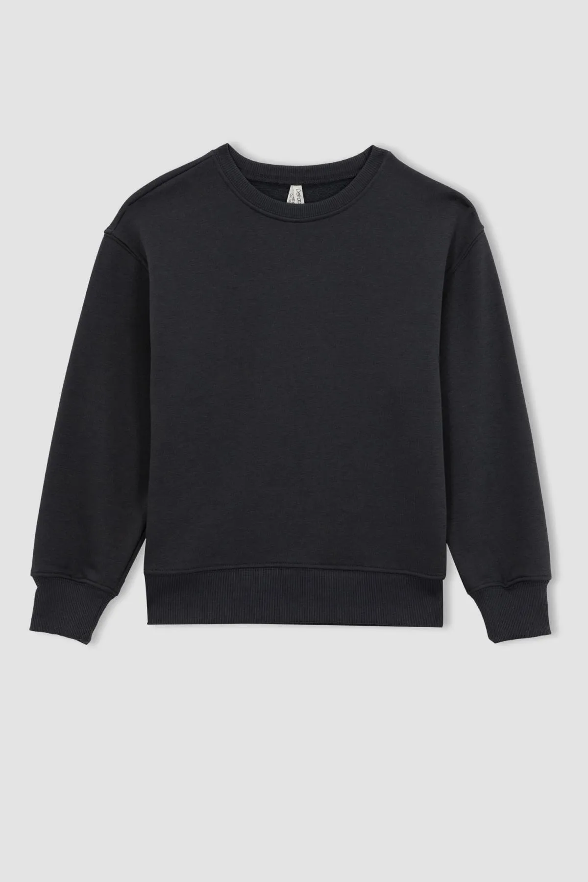 DeFacto  Anthrazitfarbenes Schul-Sweatshirt mit Rundhalsausschnitt für Mädchen