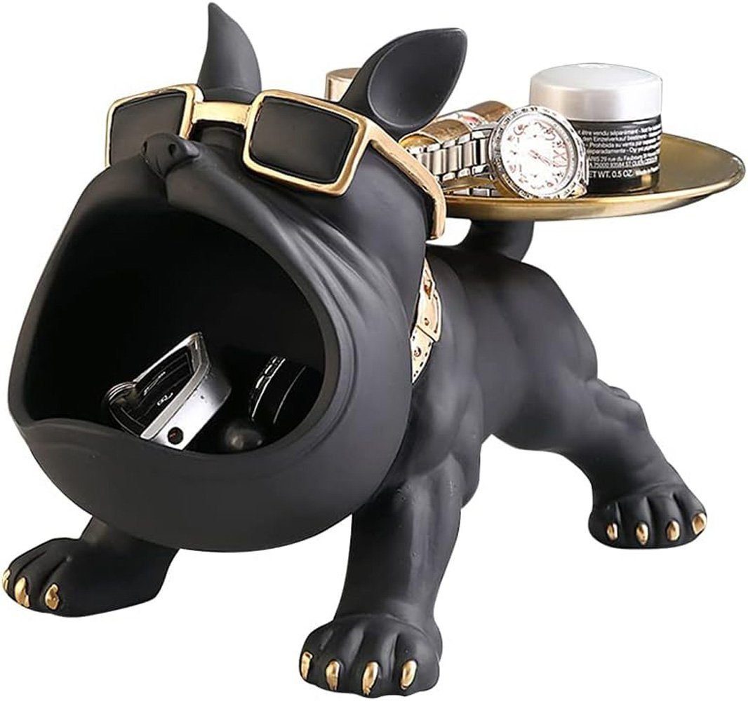 LENBEST Schlüsselbrett Schlüsselbrett Bulldogge Schlüssel Schale Schmuck Aufbewahrungsbox, (1 St., Modern Skulptur Deko für Flur Wohnzimmer), ist aus haltbarem harz