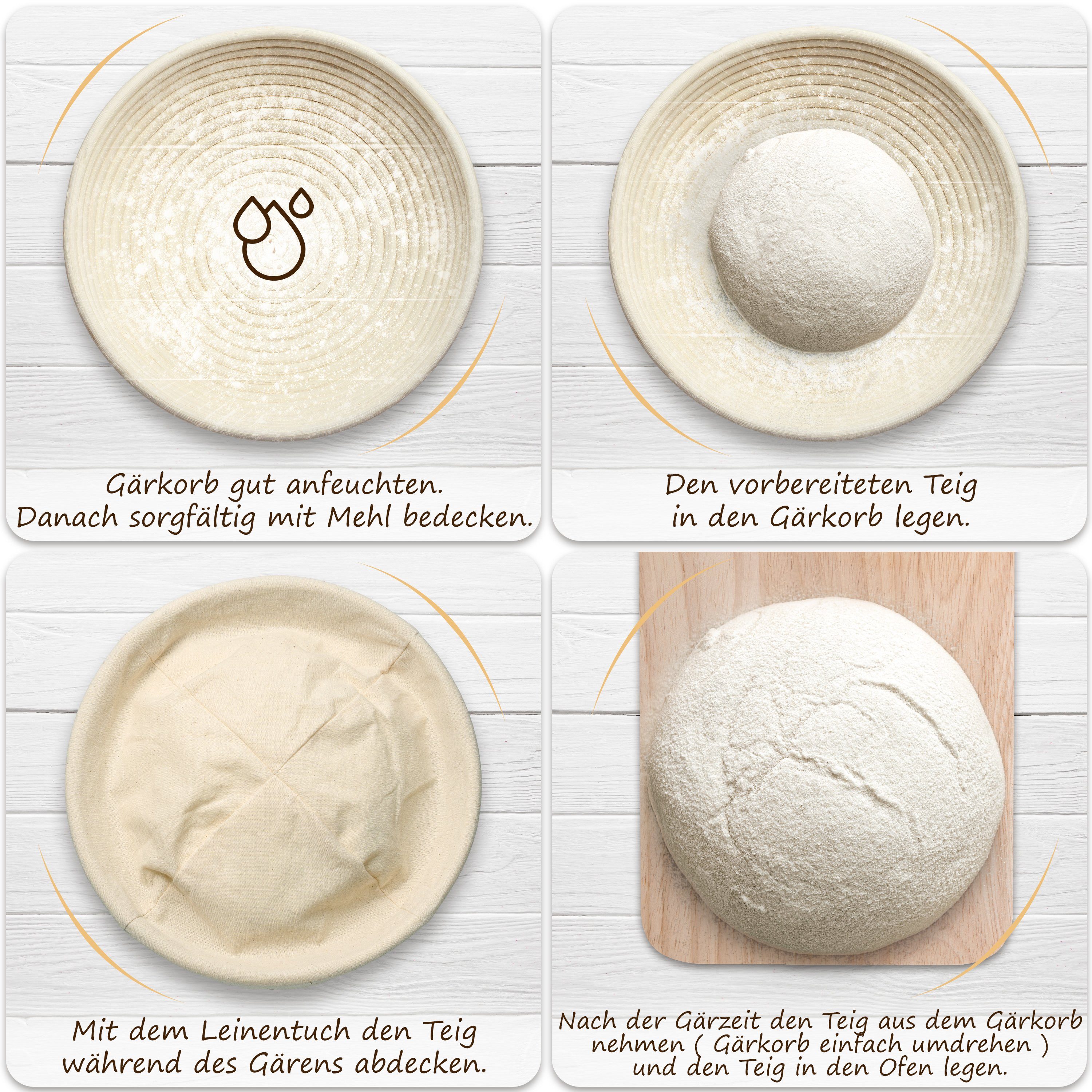 Exitoso Gärkorb, - Gärkorb für Brot Brotkorb -Brotbeutel Rattan