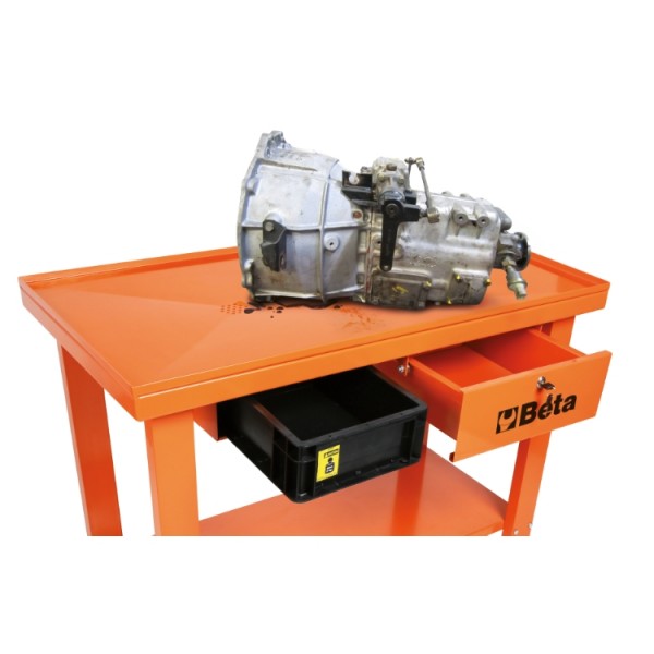 Beta 052000201 Mobile workbench for gearbox and drivetrain equipped with fluid collection tray - orange