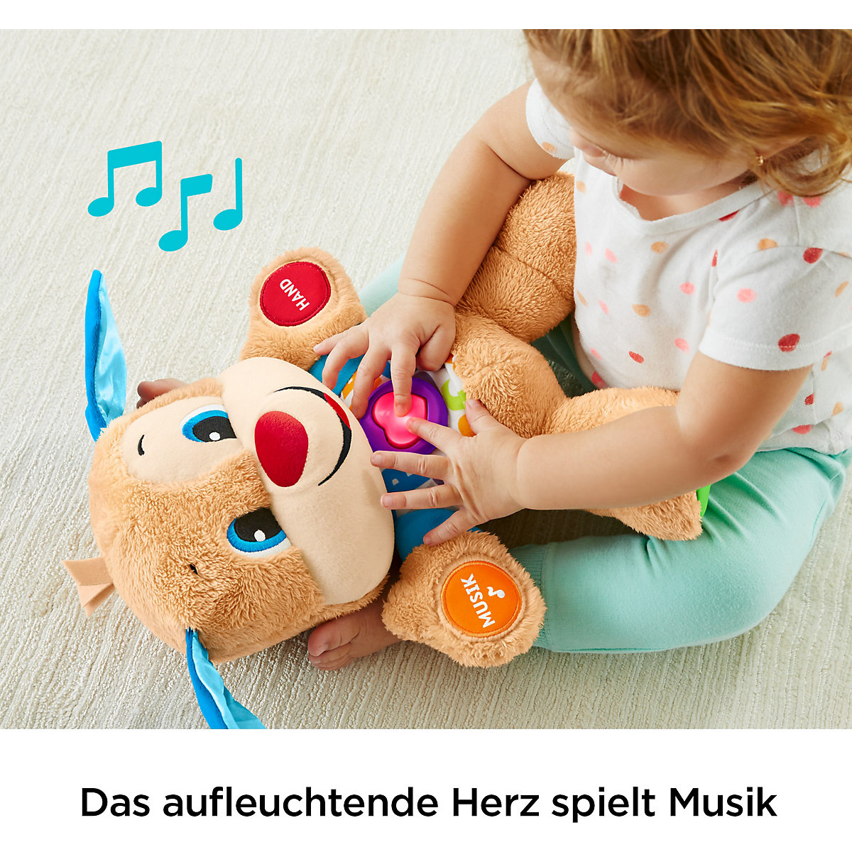Fisher-Price Lernspaß Hündchen, Baby-Spielzeug mit Musik, Kuscheltier, Lernspielzeug
