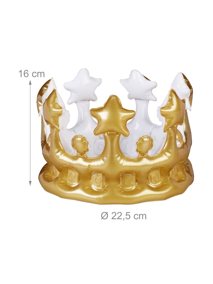 relaxdays 5 x Aufblasbare Krone in Gold günstig kaufen onesize