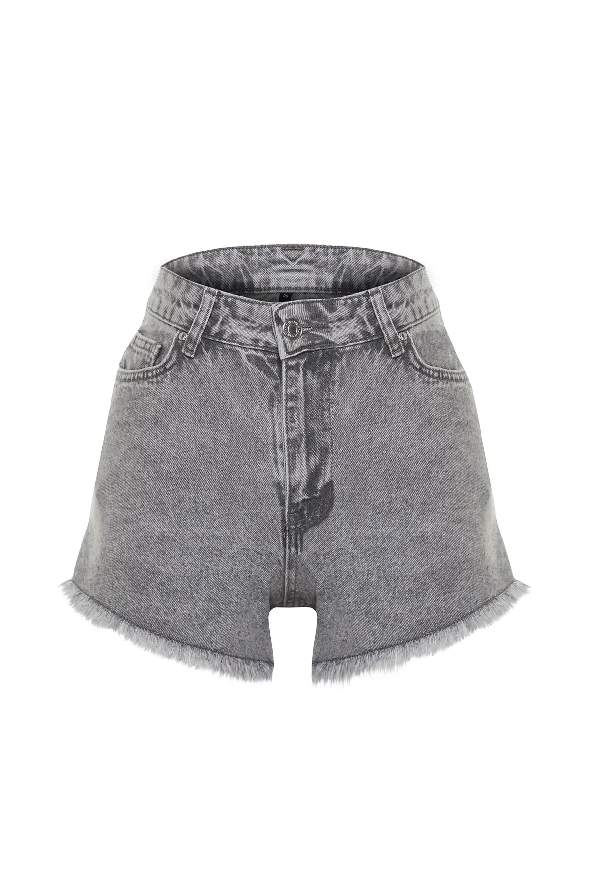 Trendyol Collection  Graue Mini-Shorts aus gewebtem Denim aus 100 % Baumwolle und Bermuda TBESS23SR00030