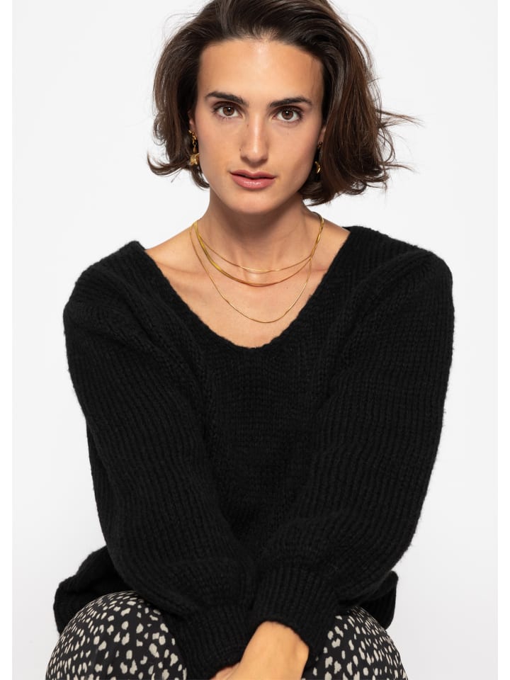 SASSYCLASSY Pullover mit V-Ausschnitt in schwarz günstig kaufen