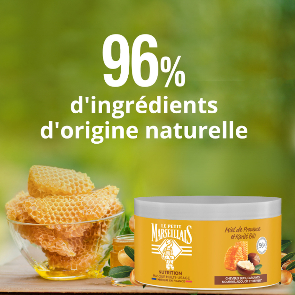 le petit marseillais Masque Nutrition pour Cheveux Secs et Abîmés, Miel de Provence & Karité Bio Masque