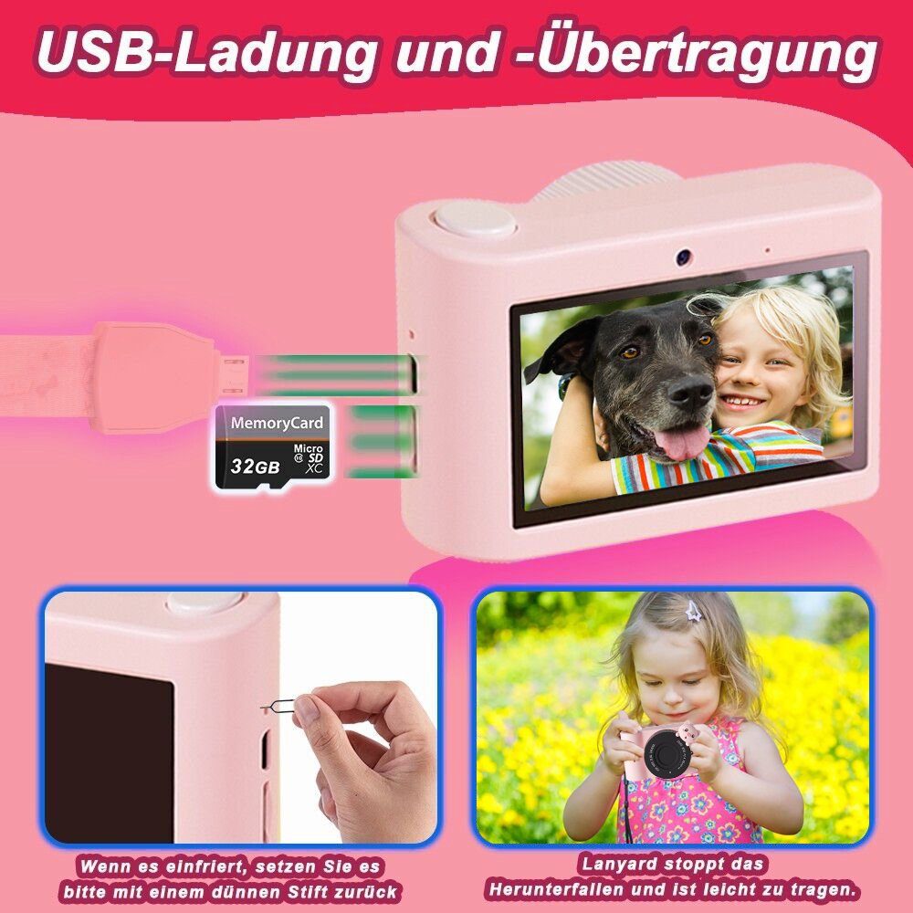 Fine Life Pro Kinderdigitalkamera Touchscreen Kamera Kinder Camcorder Kinderkamera (Geeignet als Geschenk für Kinder von 3 bis 14 Jahren)