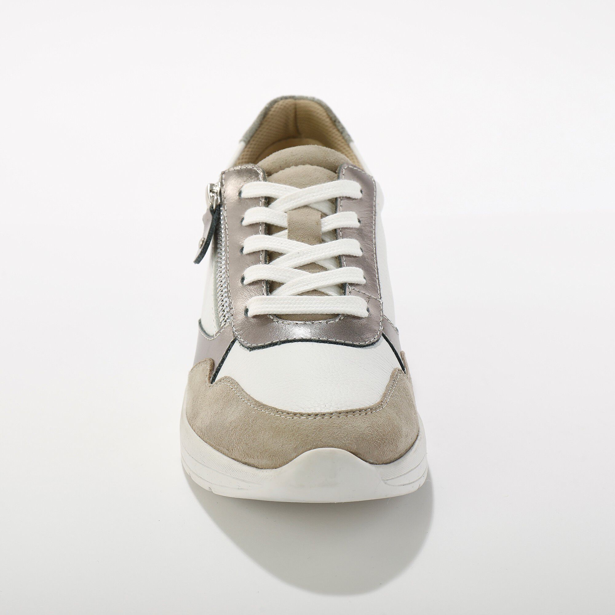 Sneakers à lacets zippées en cuir