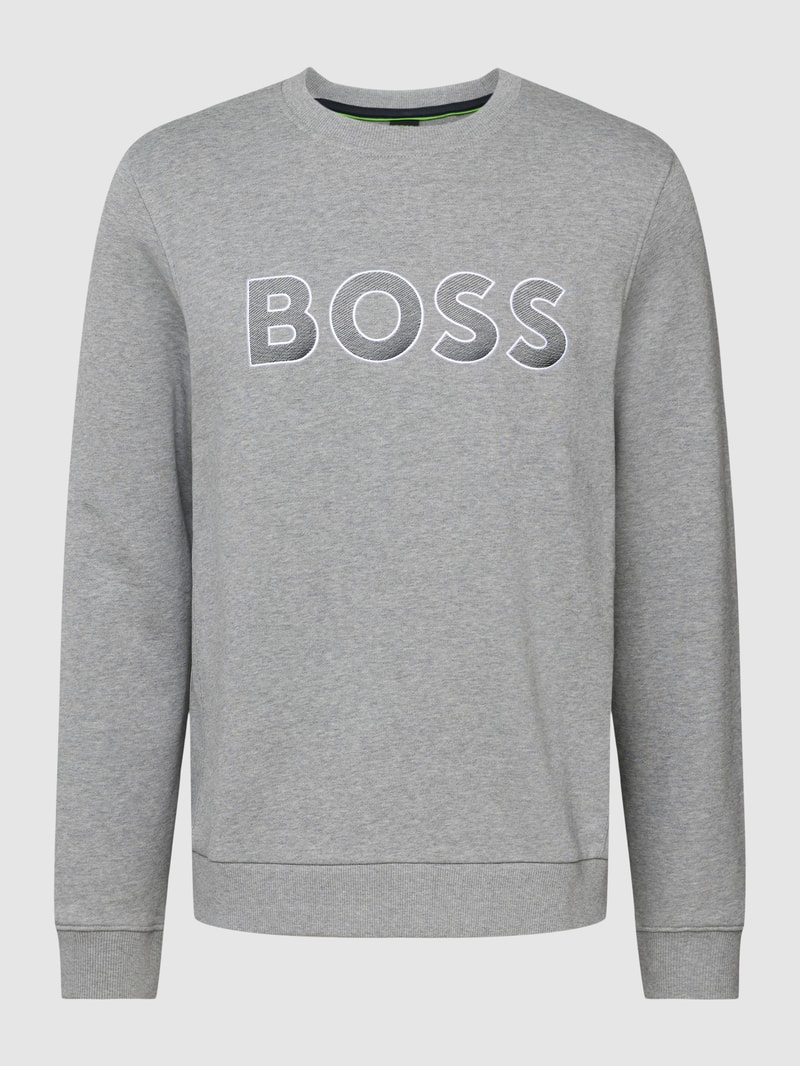 Sweatshirt mit Label-Stitching Modell 'Salbo' in hellgrau
