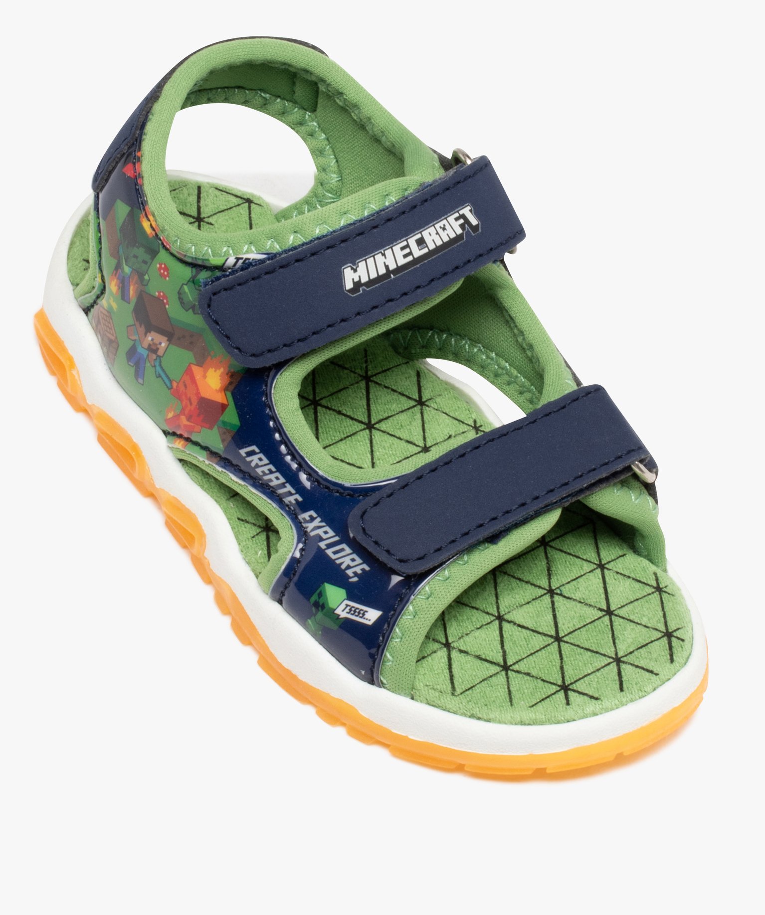 Sandales sport Garçon à brides scratch et semelle lumineus... vert | GEMO