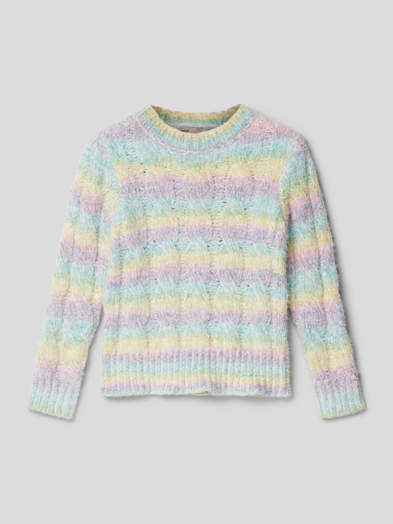 Strickpullover mit Zopfmuster Modell 'JOLIE' in bleu